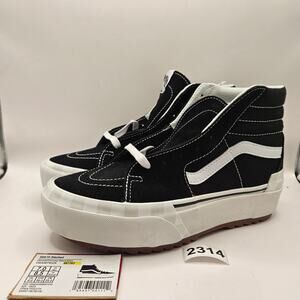 VANS WOMEN'S 8.5 SK8 HI STACKED SUEDE CANVAS BLACK PLATFORM SNEAKER NWOB